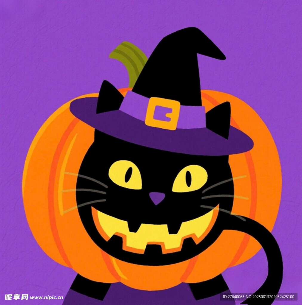 万圣节黑猫插画