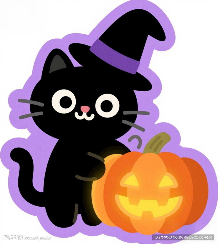 万圣节黑猫插画