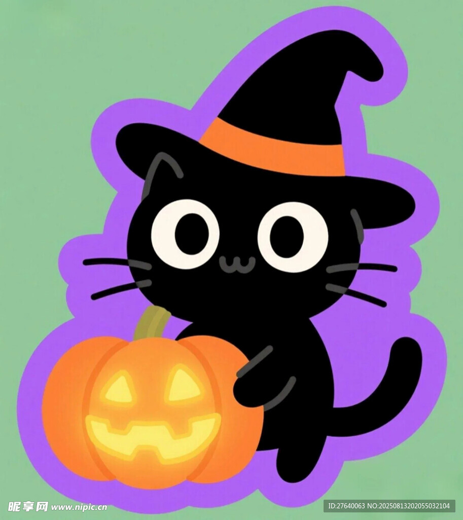 万圣节黑猫插画