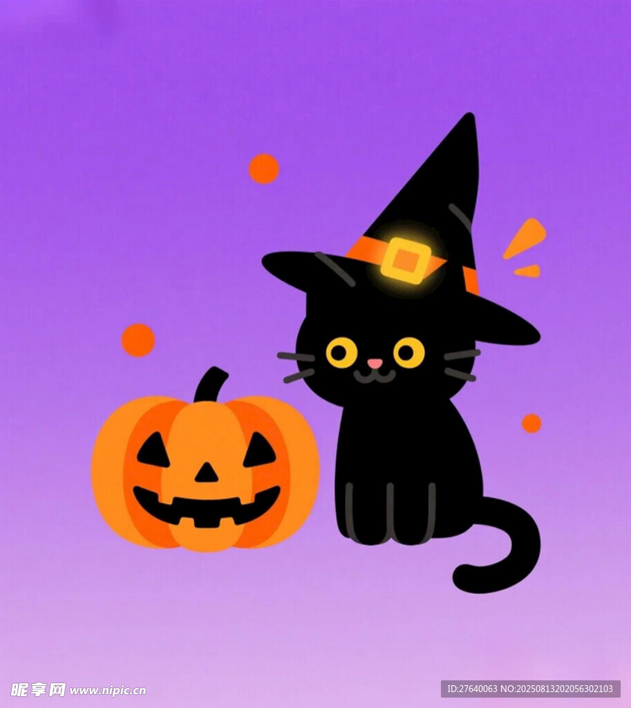 万圣节黑猫插画