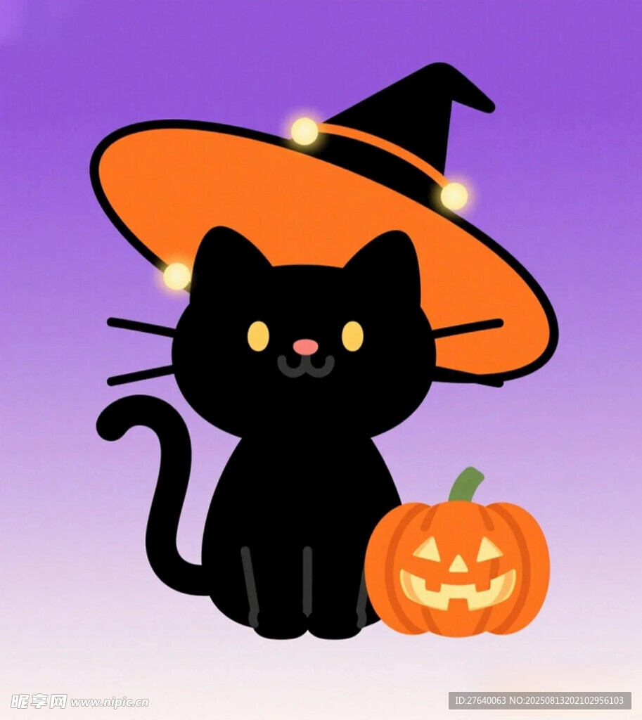 万圣节黑猫插画