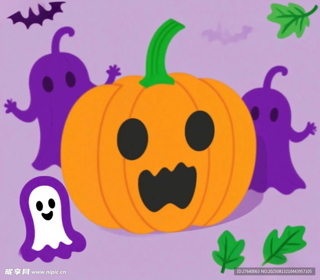 万圣节鬼怪与南瓜插画
