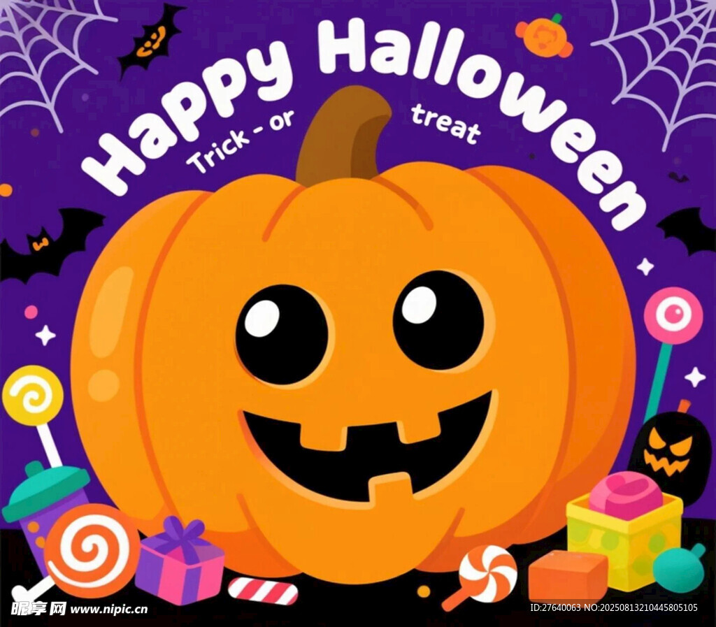 万圣节南瓜与糖果装饰图