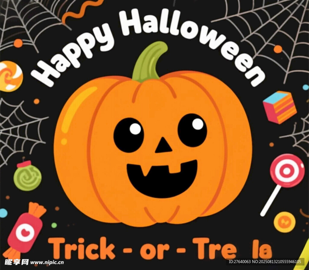 万圣节南瓜装饰与糖果