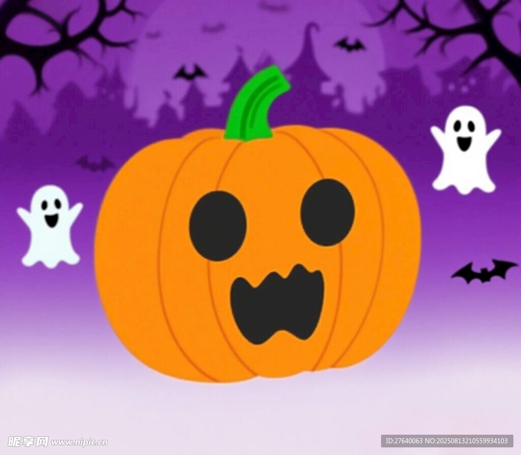 万圣节南瓜与幽灵场景