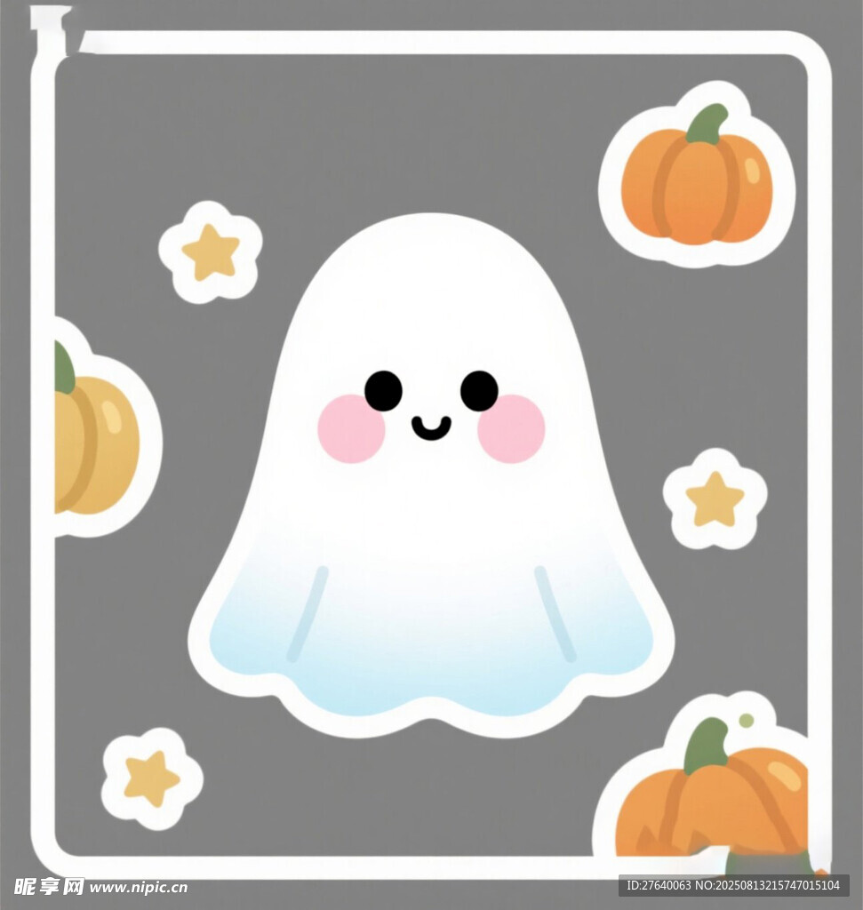 可爱幽灵与南瓜万圣节元素