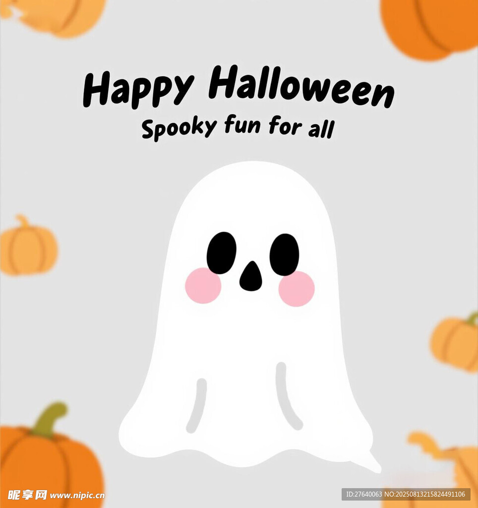 万圣节幽灵与南瓜装饰