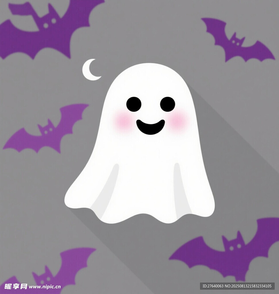 可爱幽灵与蝙蝠背景图