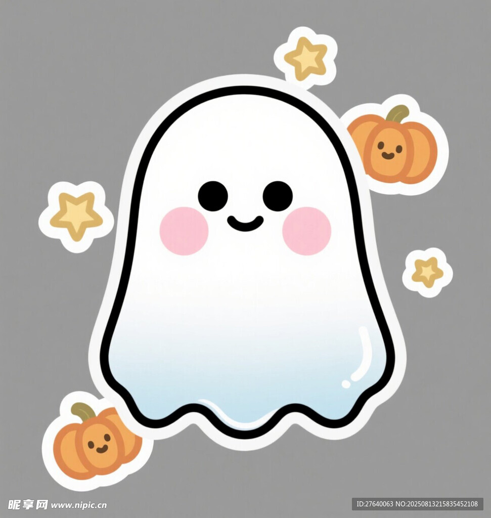 可爱幽灵与南瓜装饰贴纸