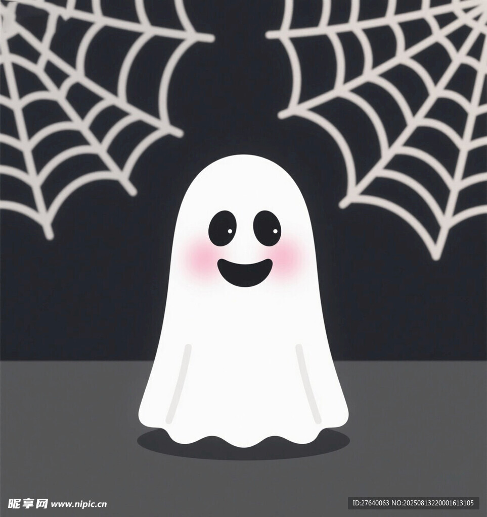 可爱幽灵与蛛网装饰