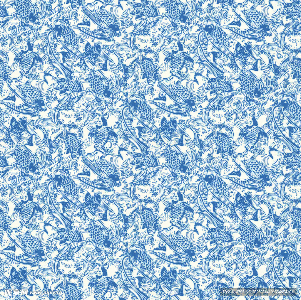蓝白花卉图案背景纹理