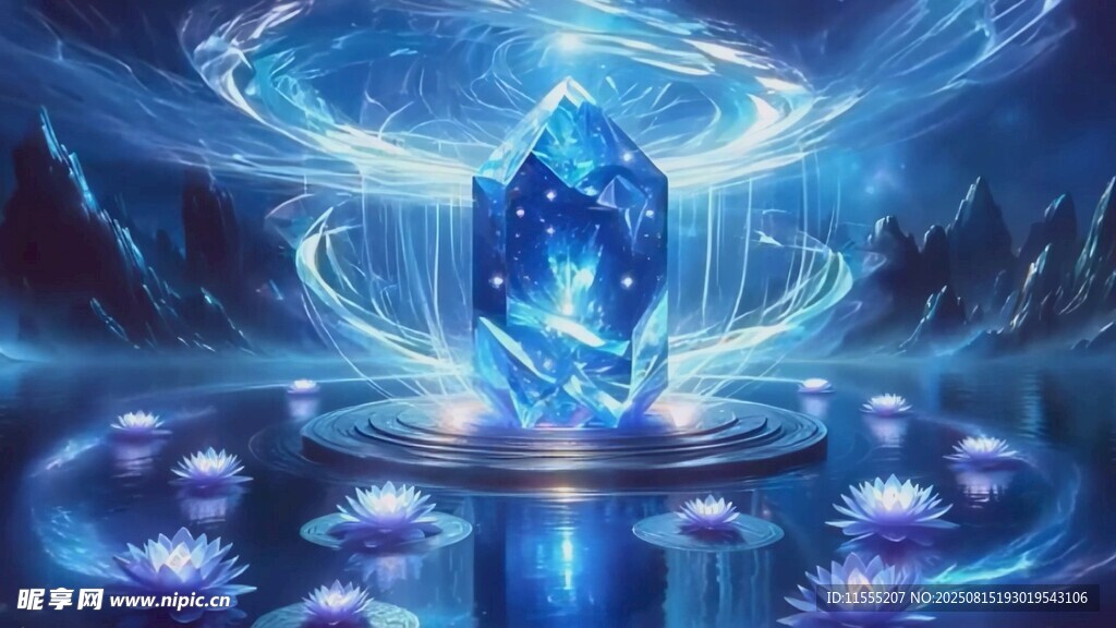 梦幻蓝色水晶奇幻场景