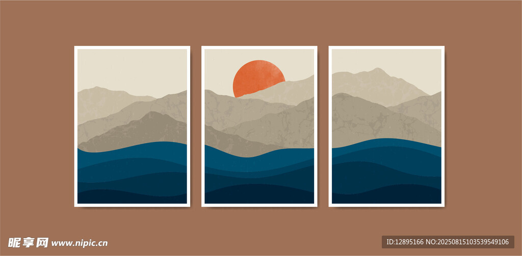  山海落日风景图