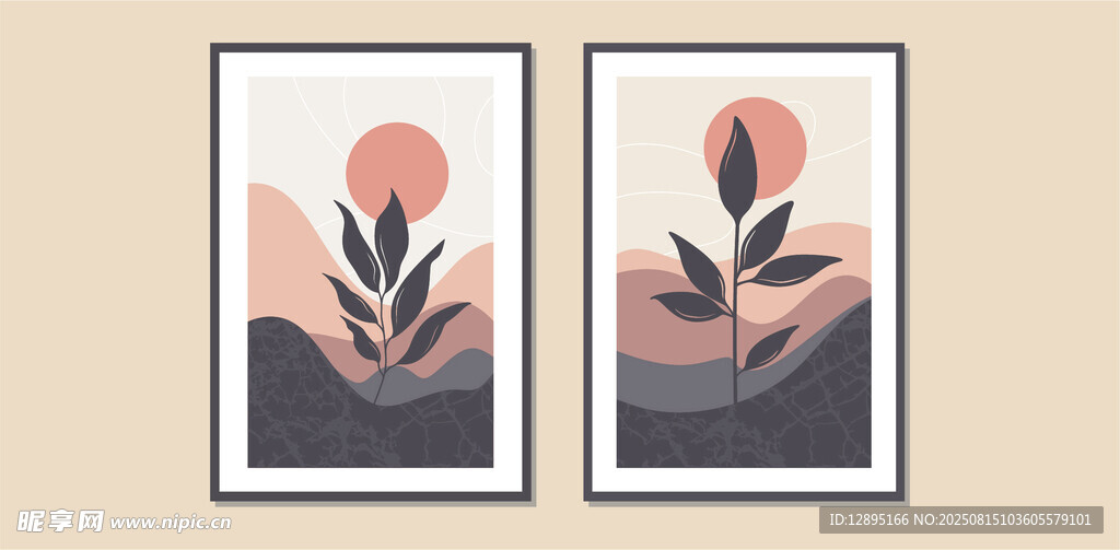 两幅植物装饰画