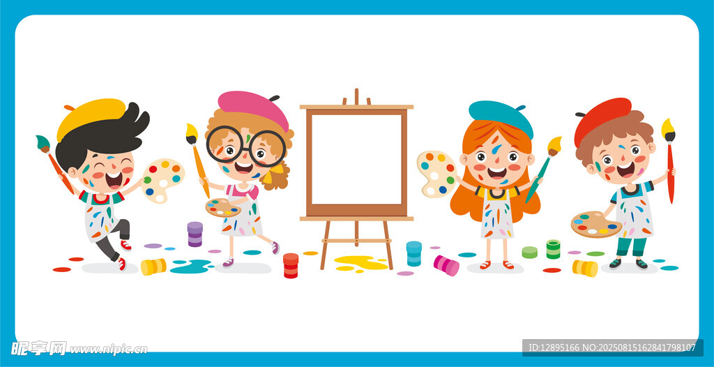 儿童快乐绘画场景