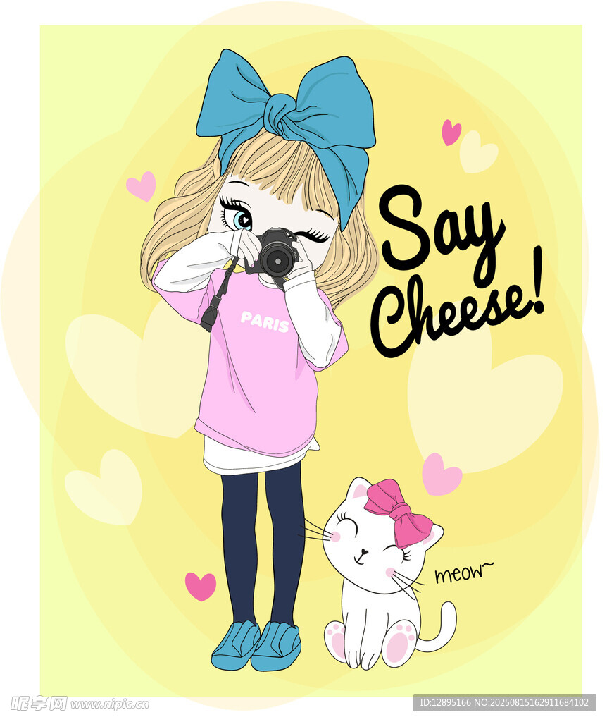 可爱女孩与猫咪的趣味瞬间