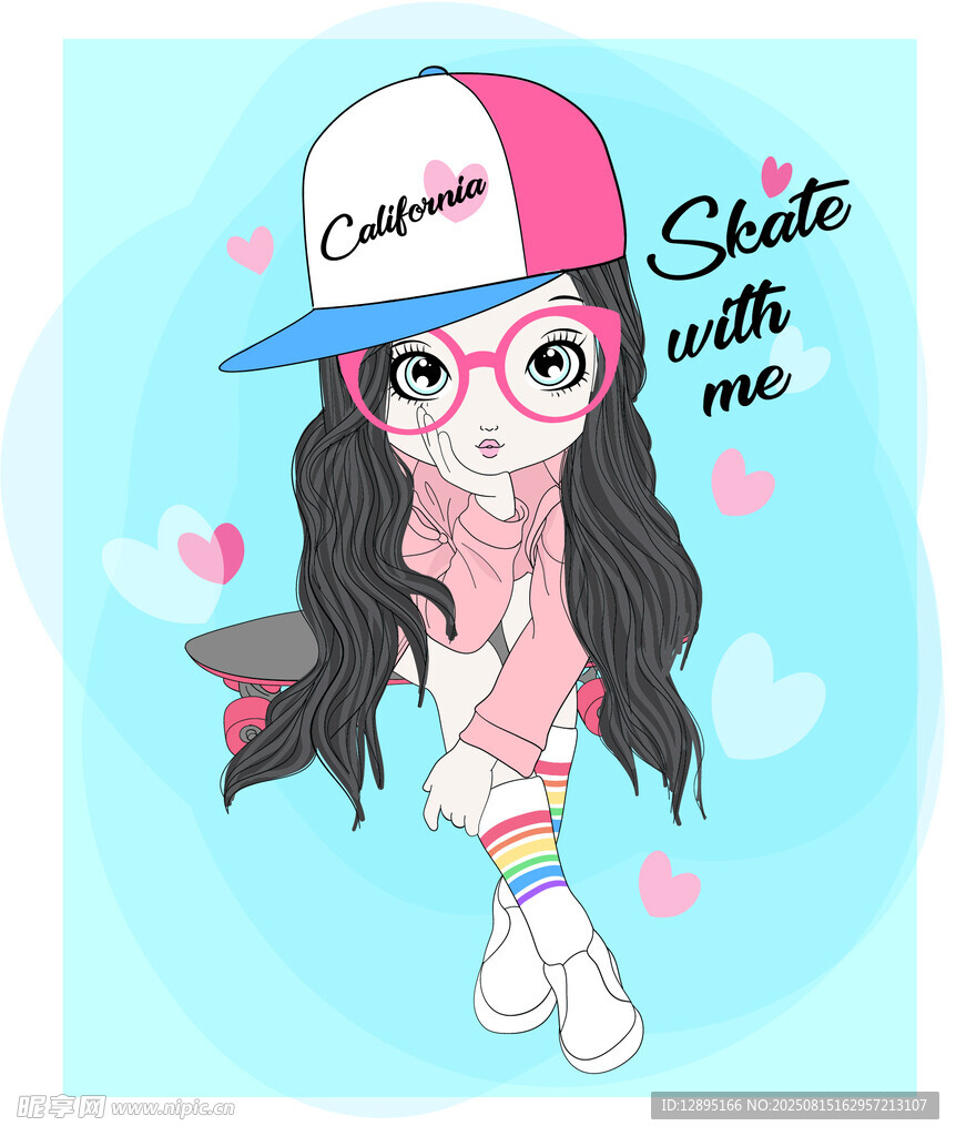 时尚萌趣女孩插画形象