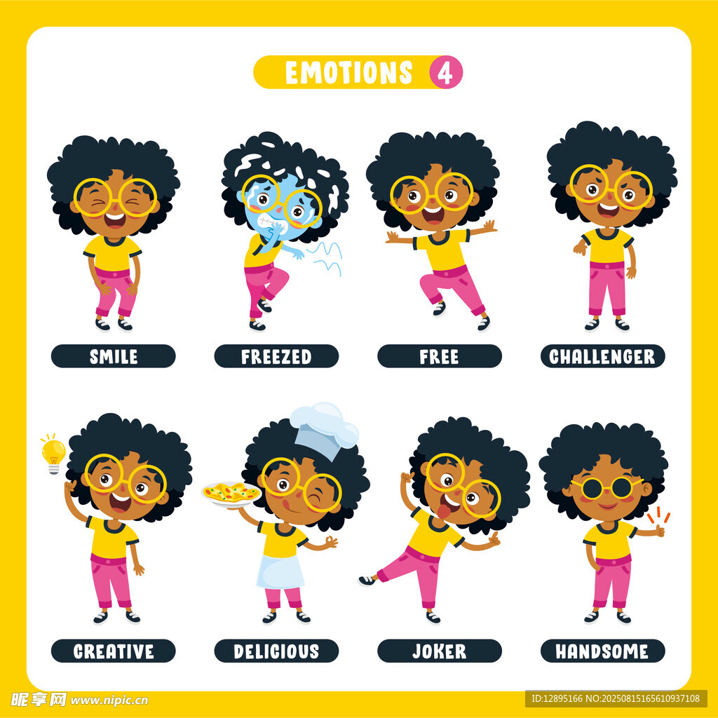 卡通女孩多样动作展示