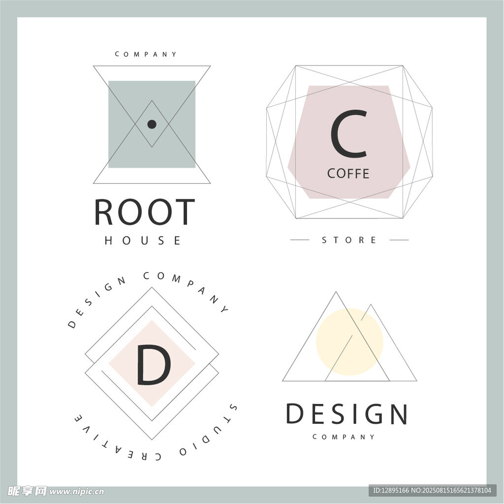 简约几何风格标志设计示例