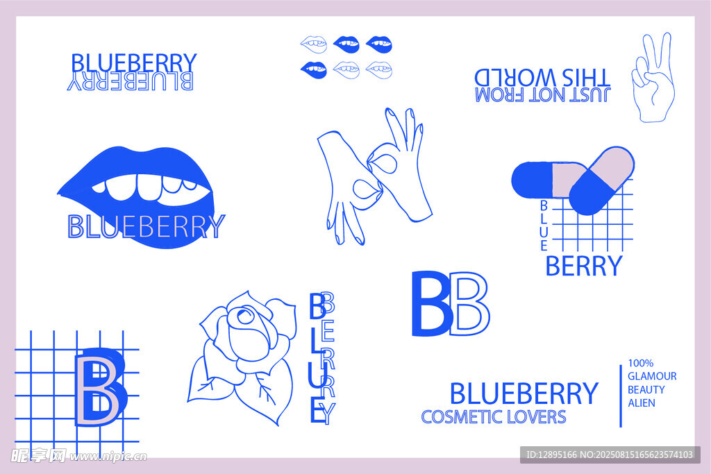 蓝色系可爱插画元素集合