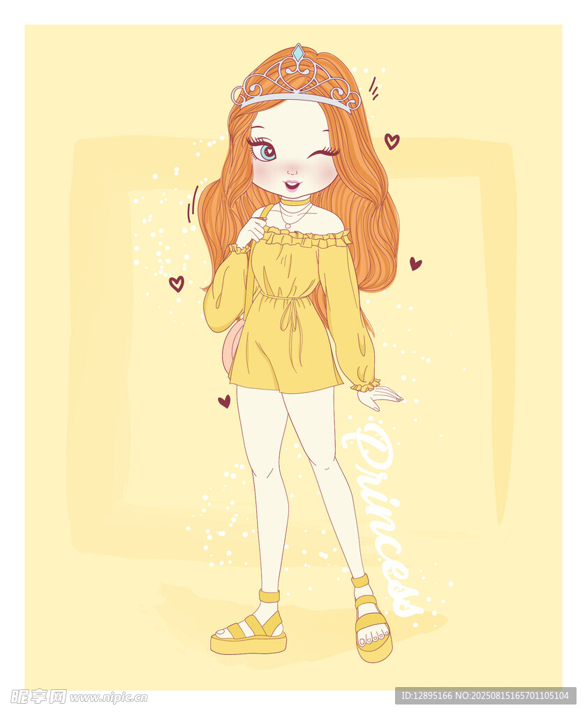 穿黄裙的红发可爱女孩