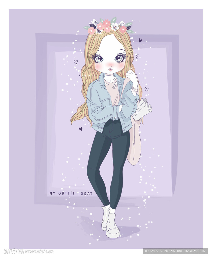 可爱金发少女时尚穿搭