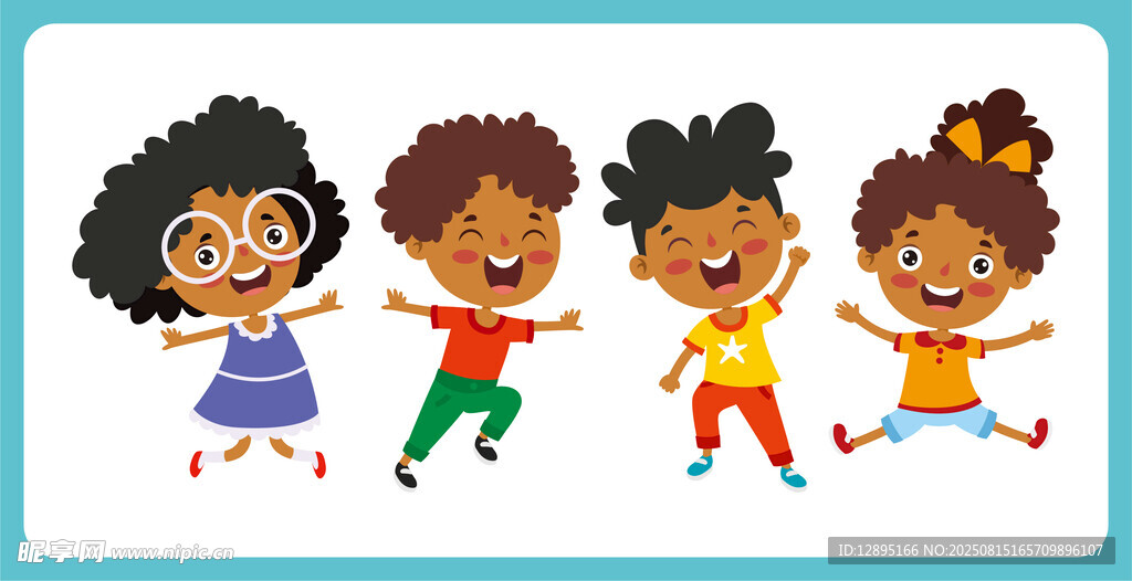 欢快跳跃的多彩儿童