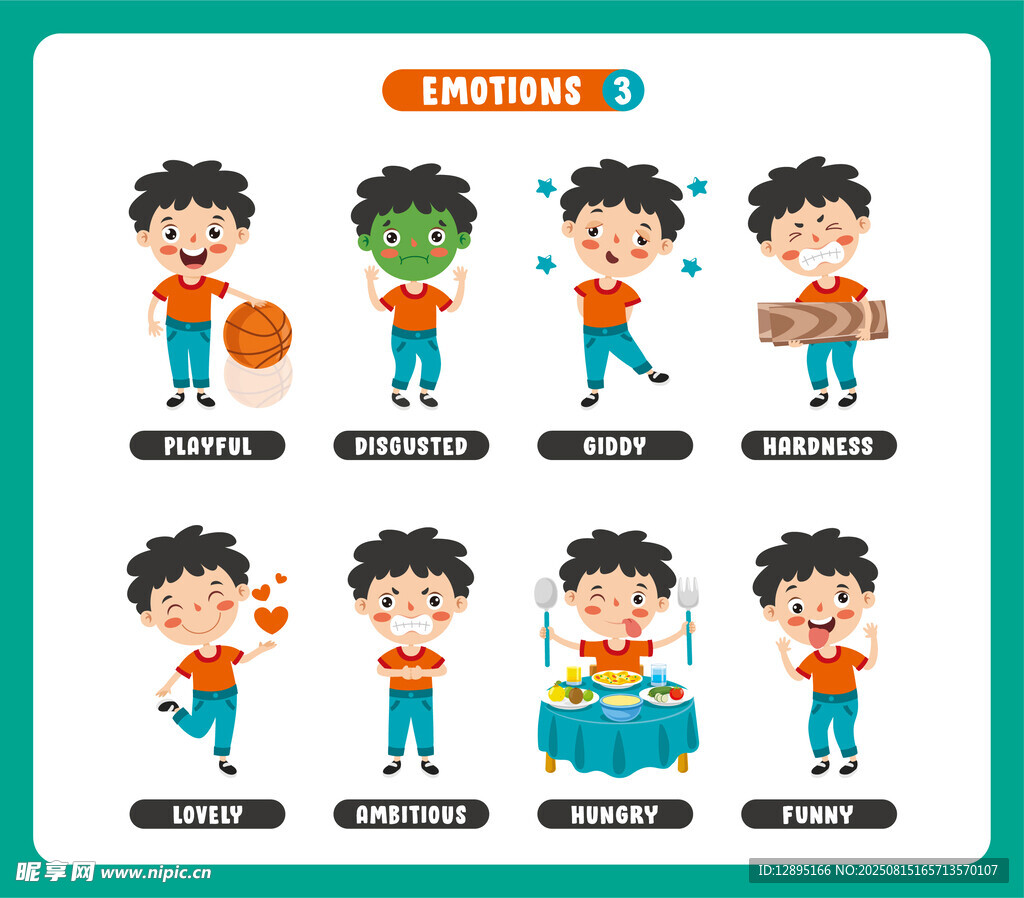 男孩多样活动插画