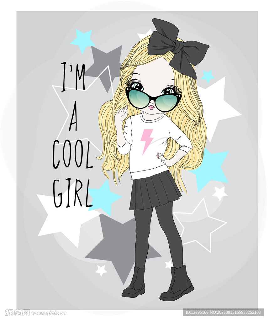 酷炫女孩插画形象