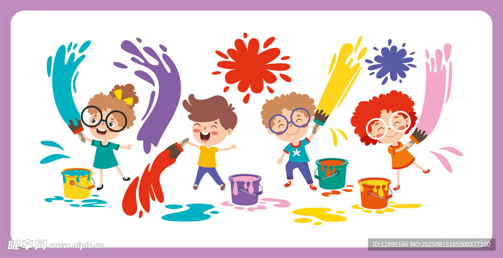 儿童欢乐绘画场景