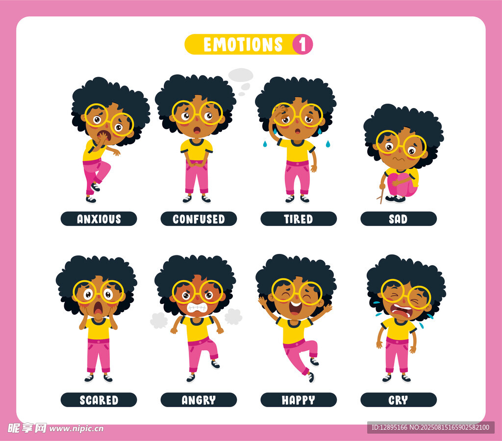 卡通女孩多样动作展示