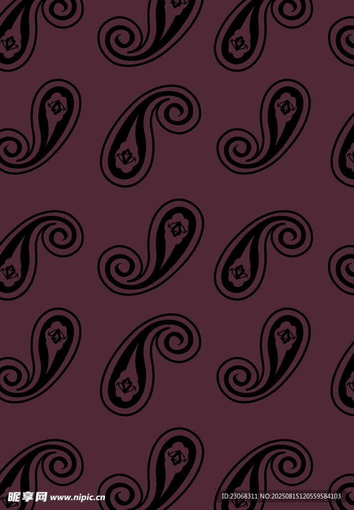 深紫色佩斯利花纹图案