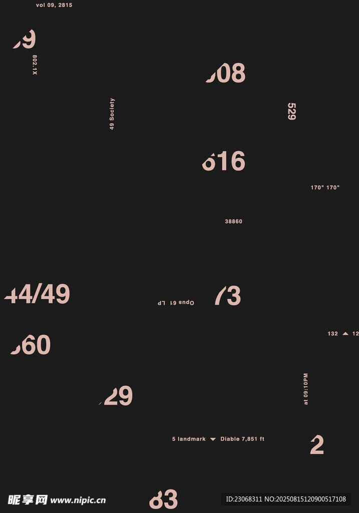 黑色背景上的数字组合