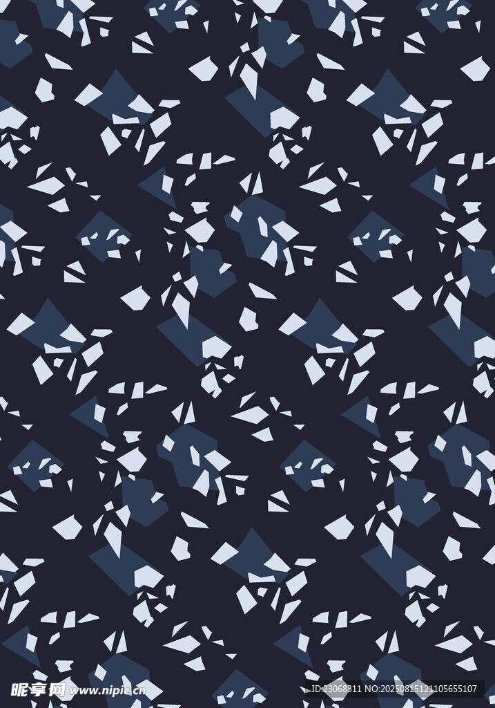 蓝底白花布料图案