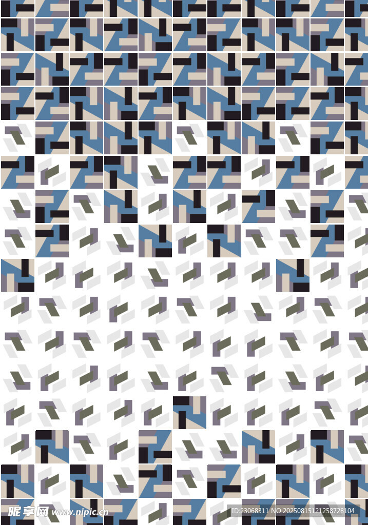 蓝白方块与飞鸟图案背景