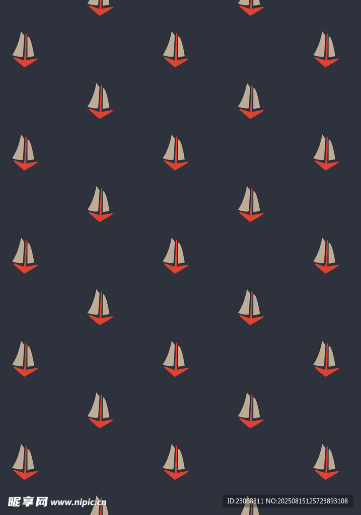 深蓝色背景的小船图案