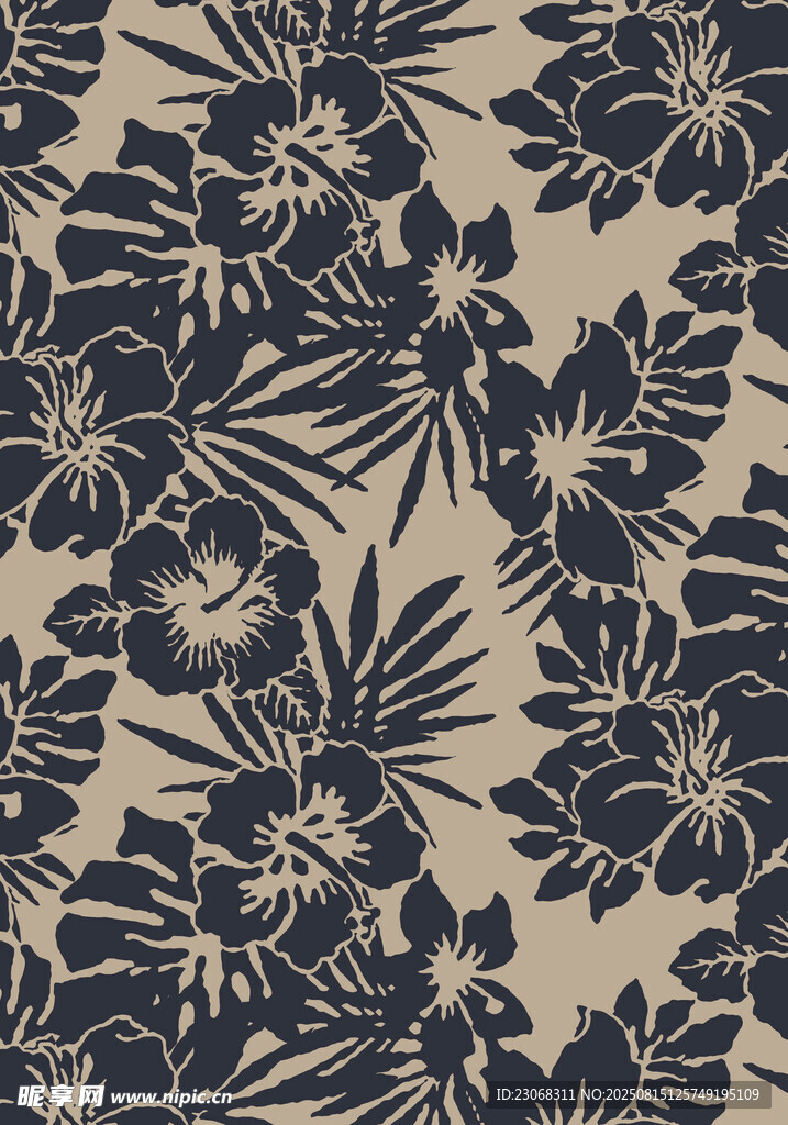 热带花卉图案布料纹理