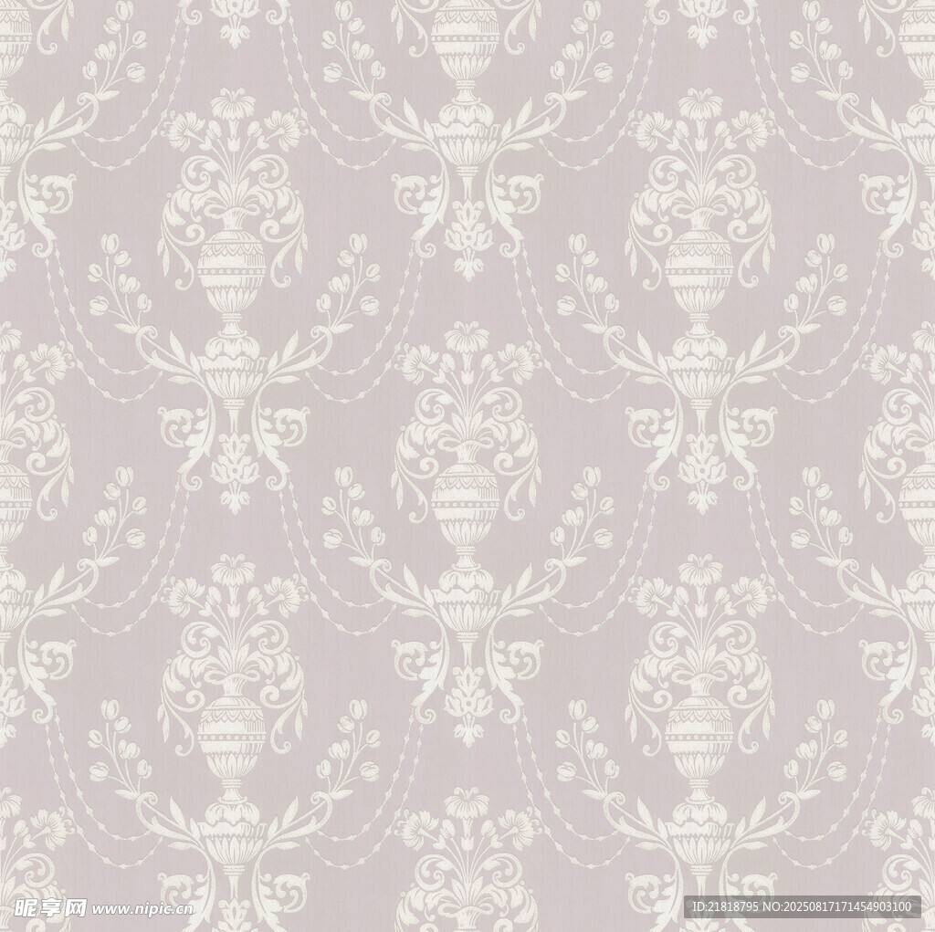 浅紫底白色花纹精致壁纸设计单元