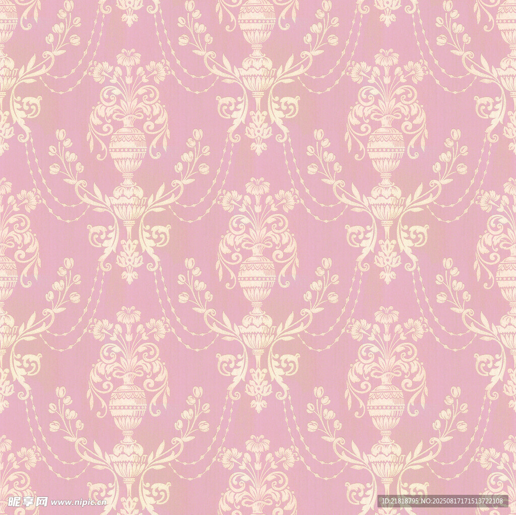 粉色欧式花纹墙纸图案设计单元