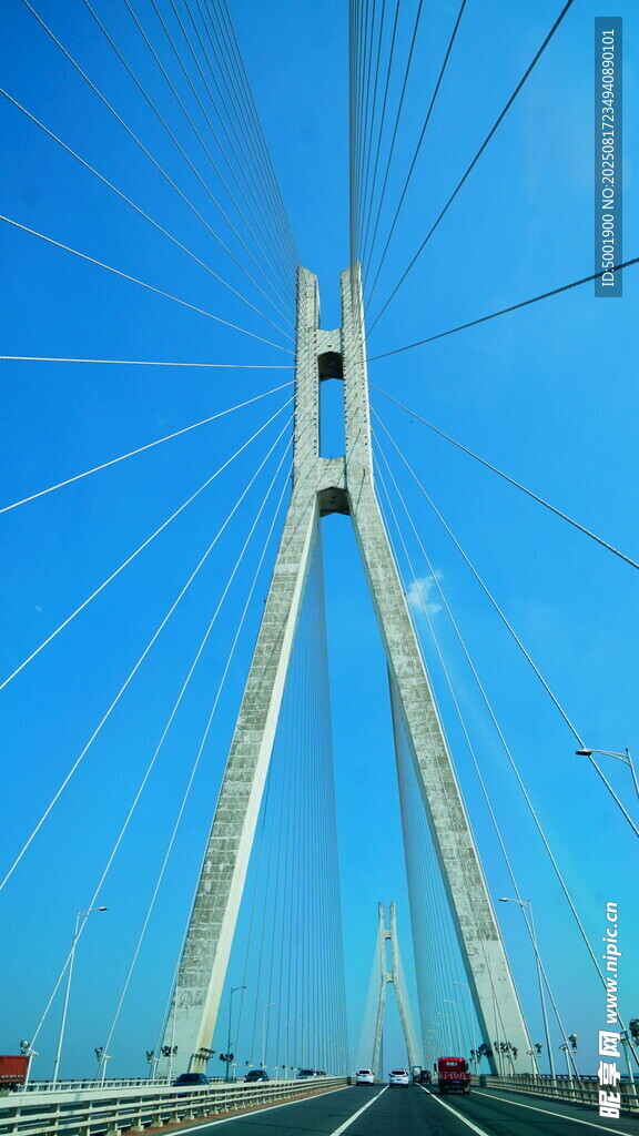 宏伟斜拉桥横跨蓝天