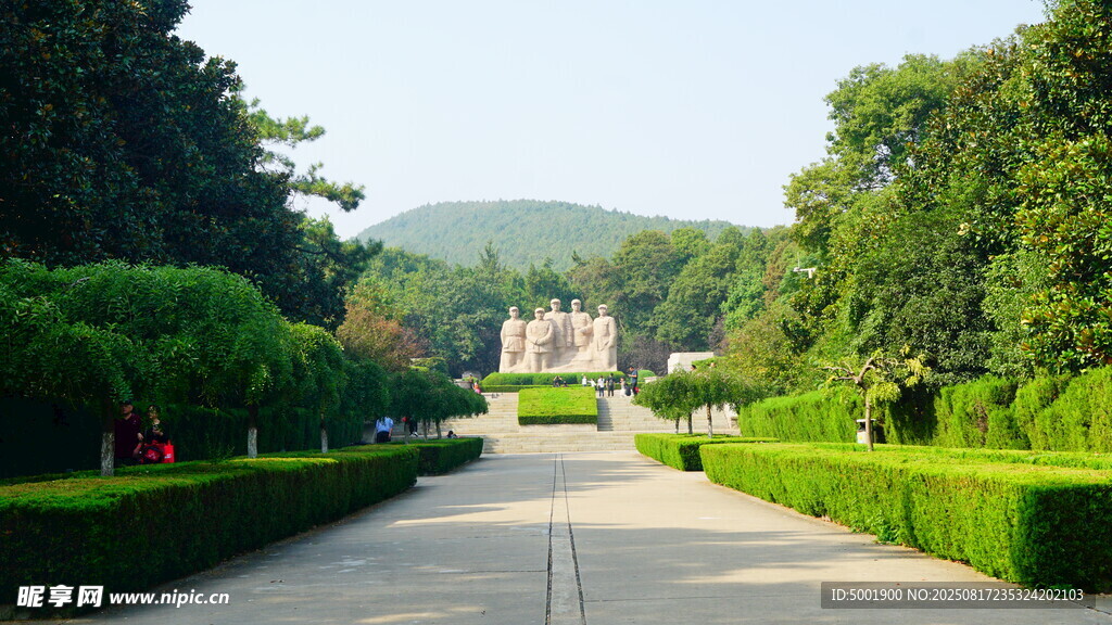 园林景观中的整齐绿植小道