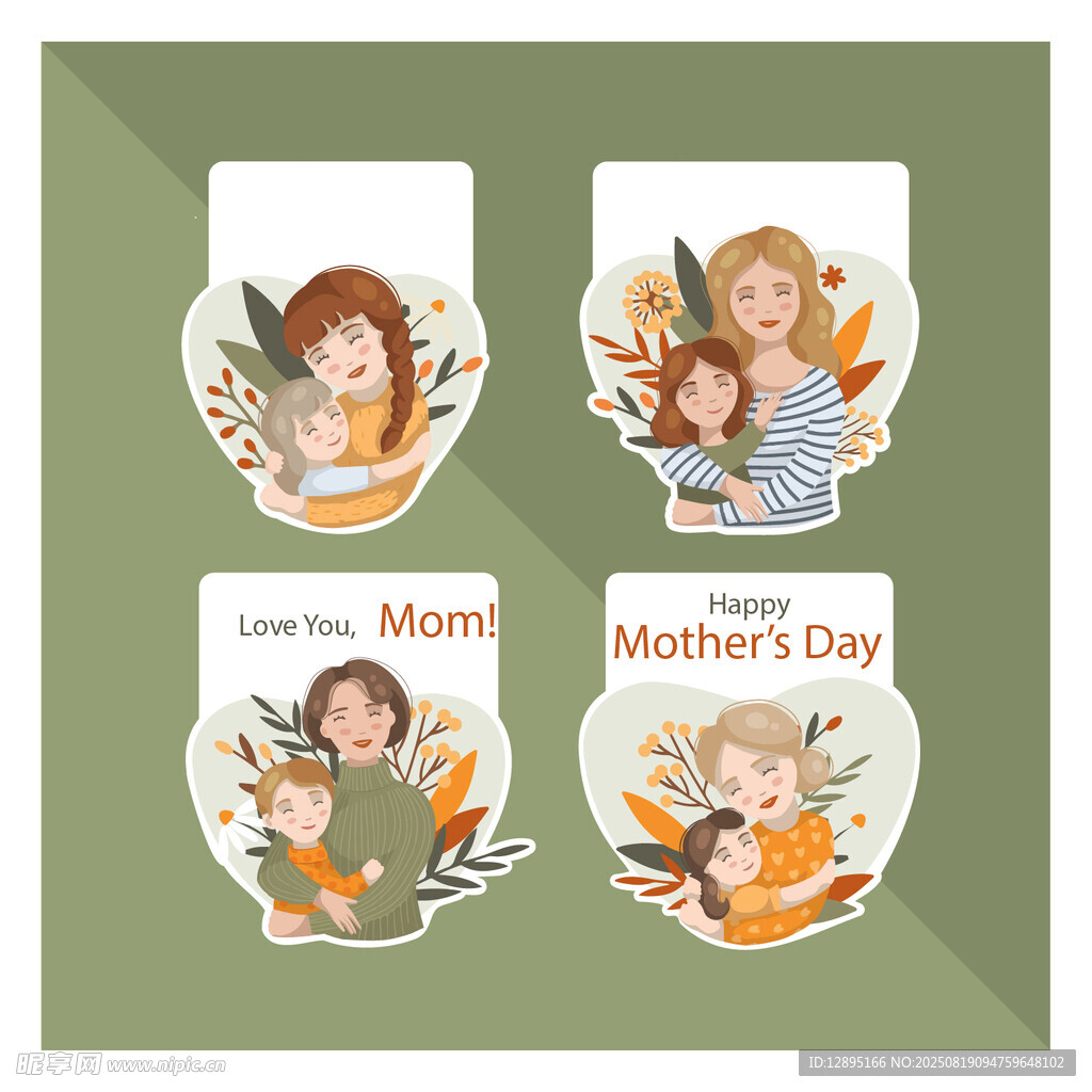 母亲节主题卡通插画设计