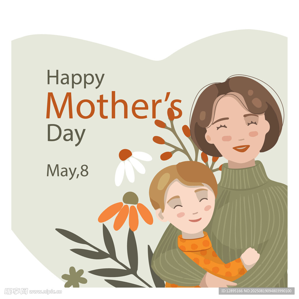 母亲节温馨母子相拥画面