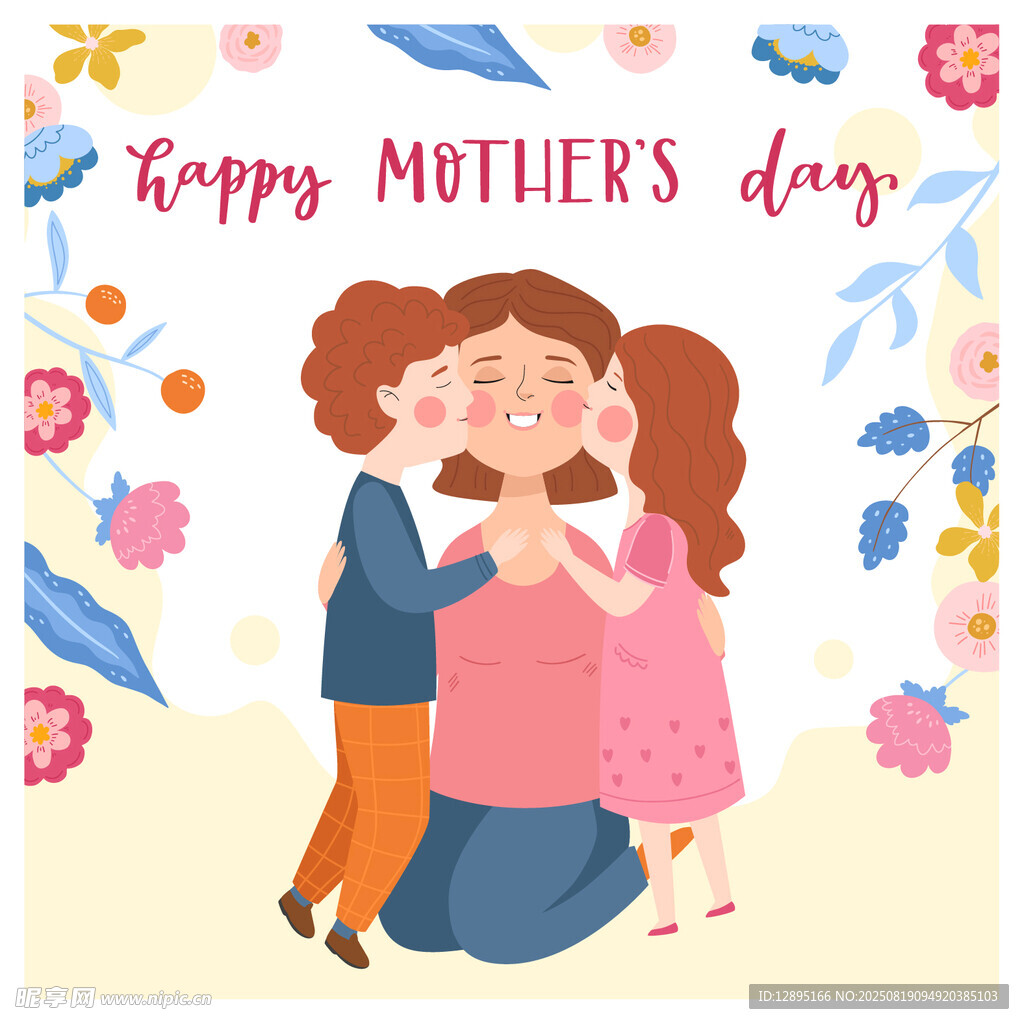 母亲节母子温馨相拥画面