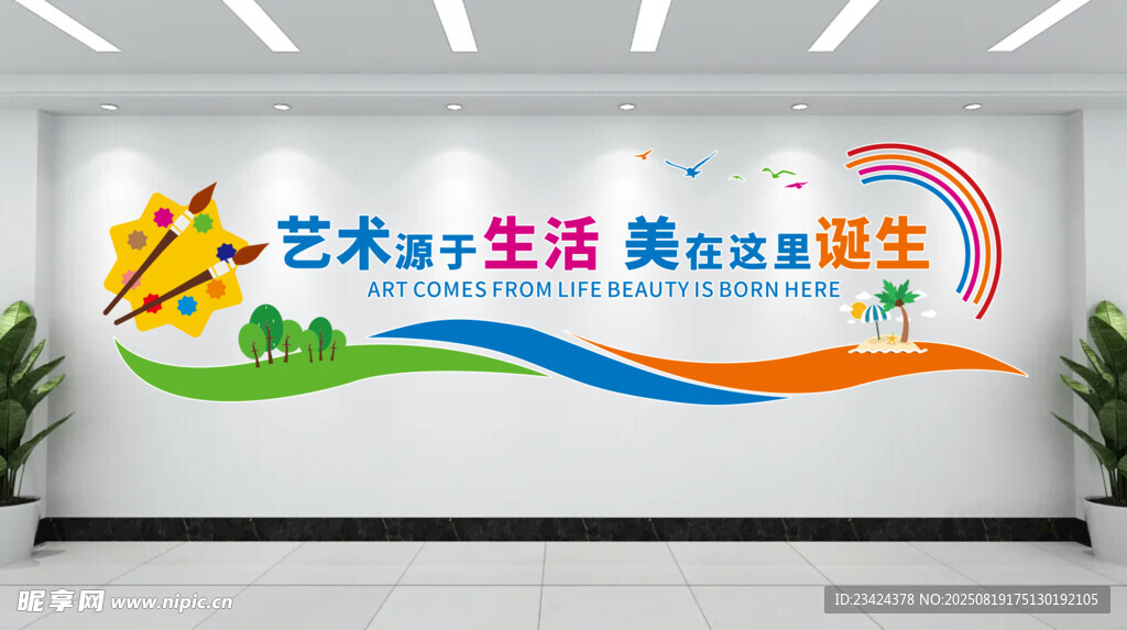 美术室绘画文化墙