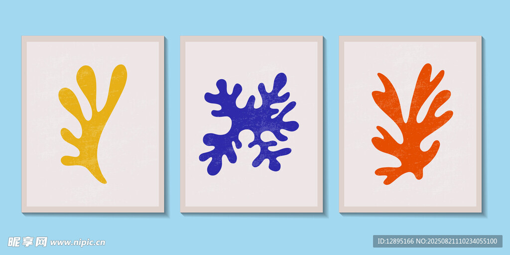 三色植物图案装饰画