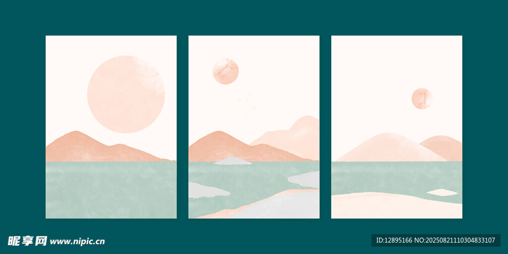 三联简约山水风景装饰画