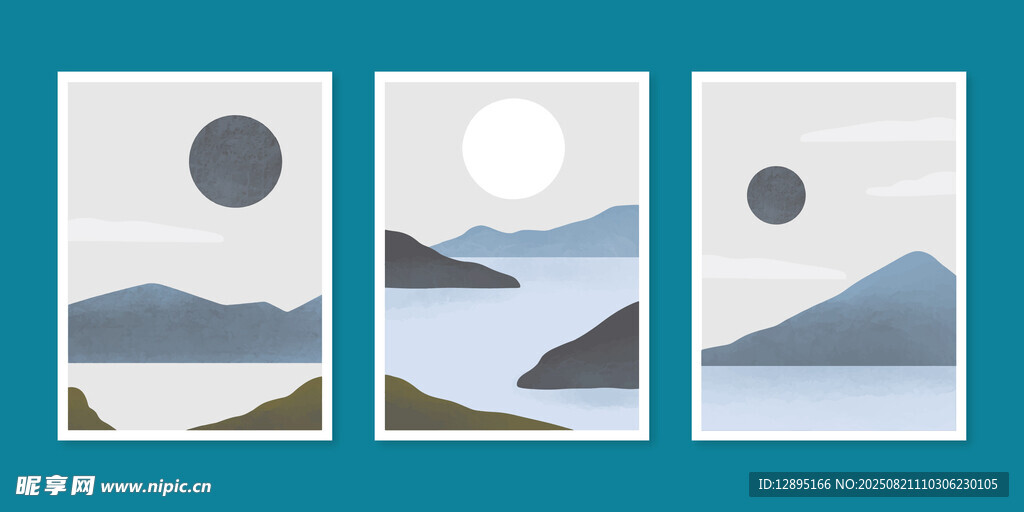 三幅简约山水风景装饰画