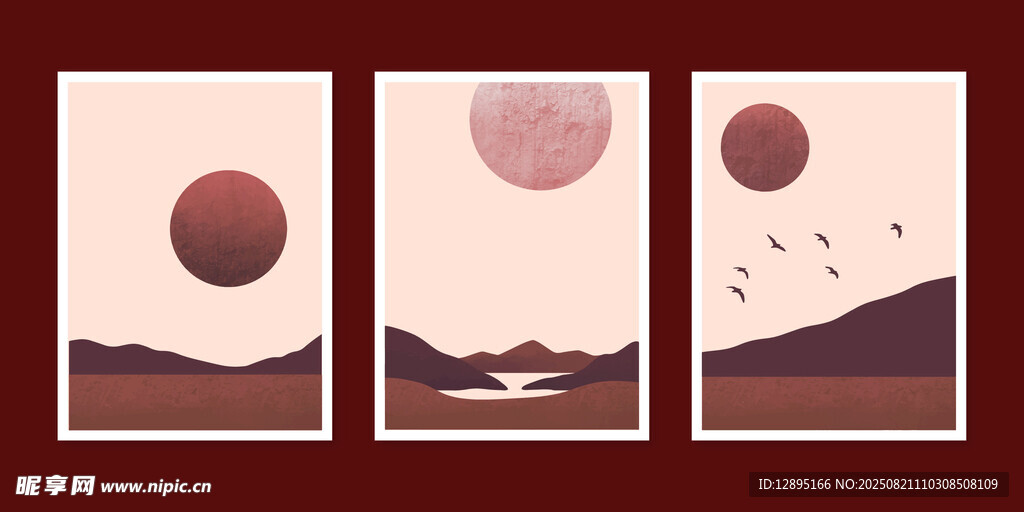 三幅星球风景装饰画