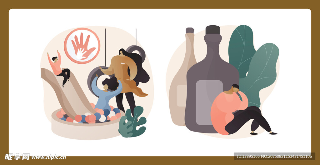 插画中的休闲饮酒场景